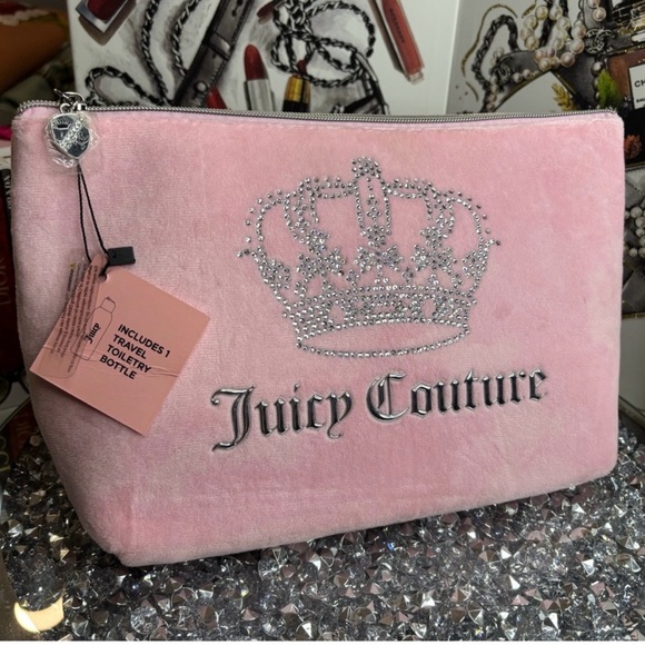 Juicy Couture Handbags - Juicy Couture pink velour cosmetic bag NWT
